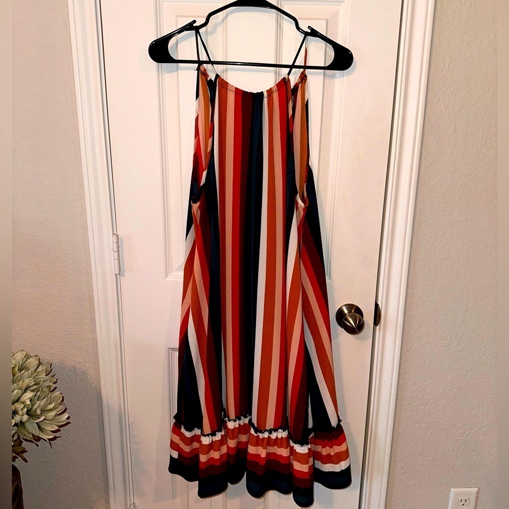 Multi-Colored Striped Flowy Dress